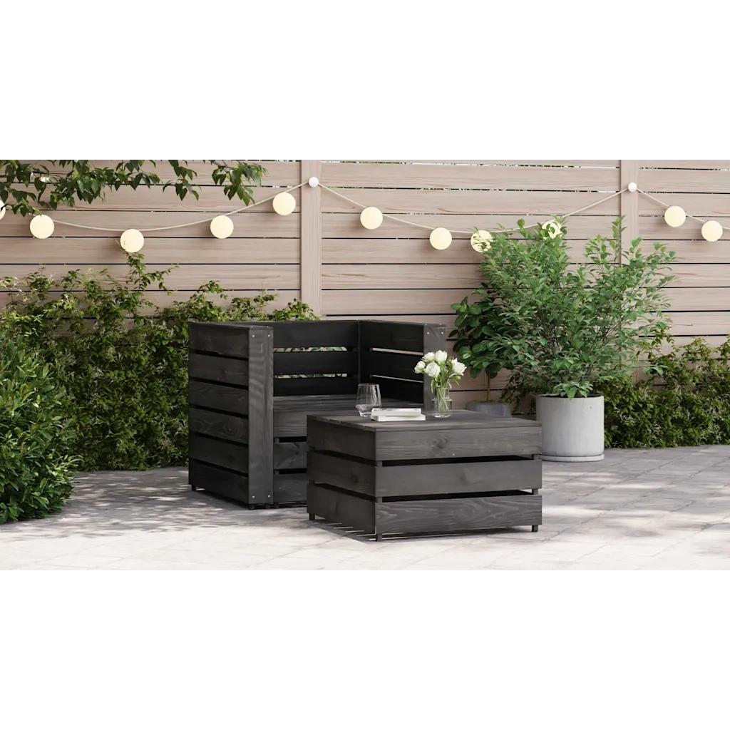 Set Divani da Giardino su Pallet 2 pz in Pino Impregnato Grigio 316199