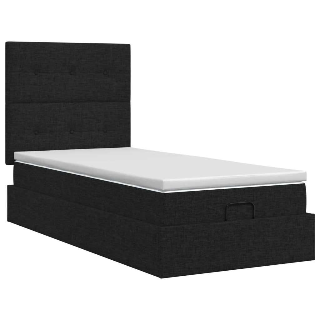 Letto ottomano con materasso Nero 100 x 200 cm Tessuto 3457468