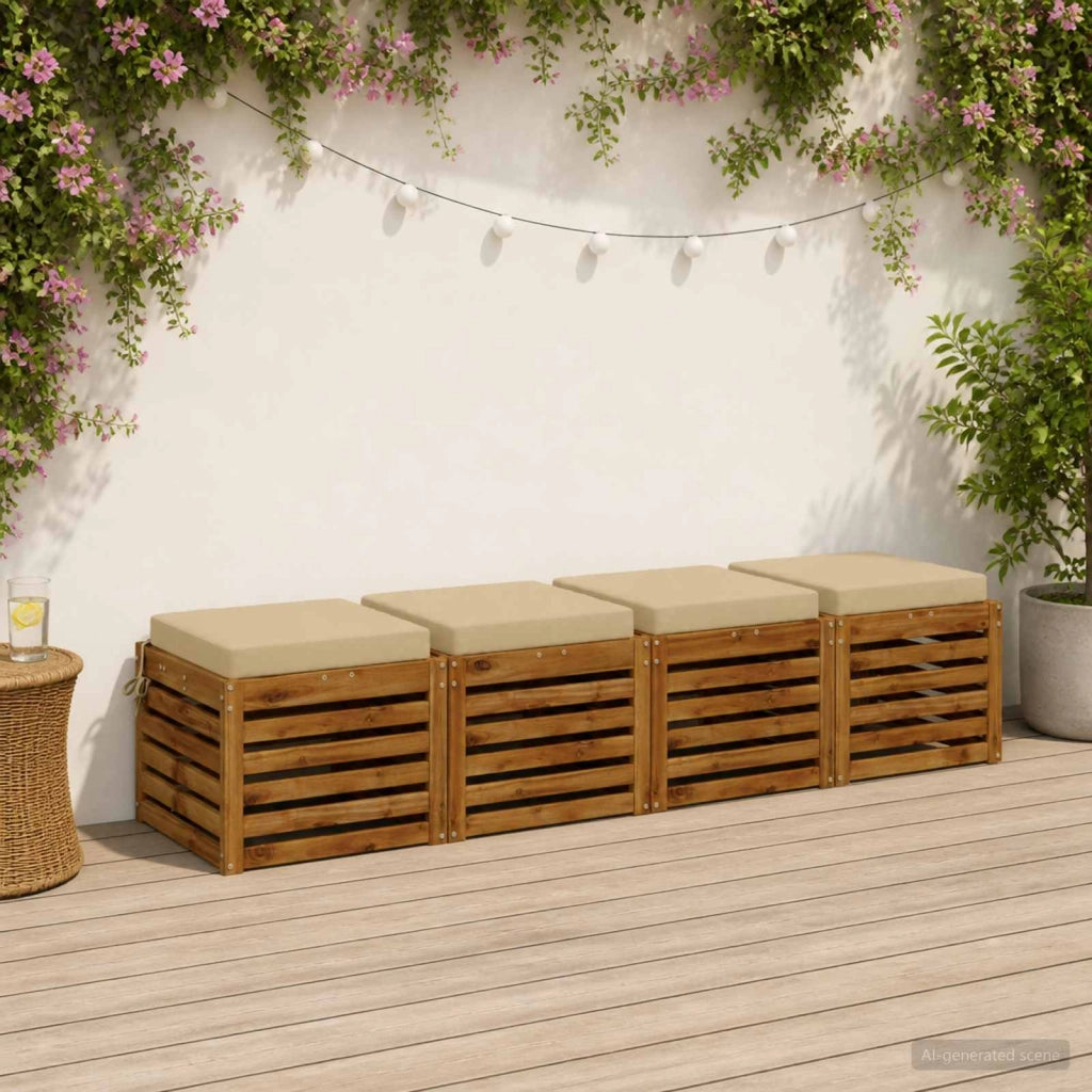 Cuscini per Sedia in 4 Pezzi SOEST 4 pz 100% Poliestere Beige 944395