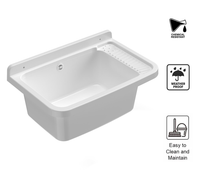 Lavatoio 60x40x25 cm Pilozzo a Parete in Resina Bianco