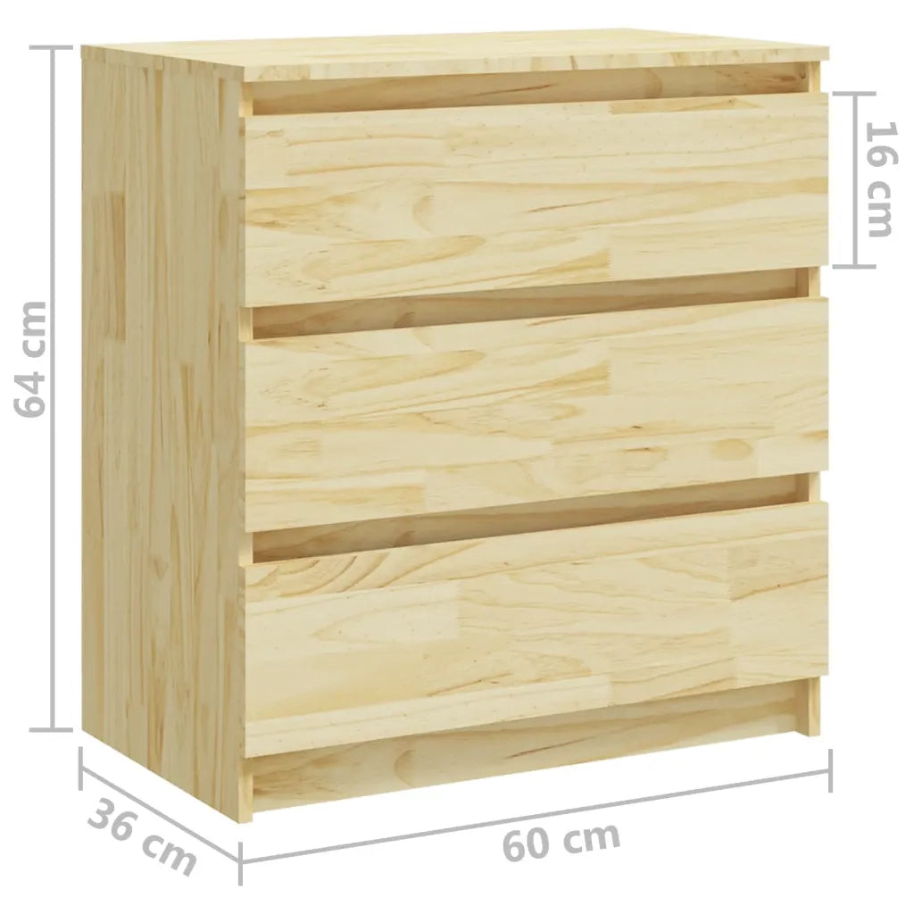 Comodino-Tavolino da notte 60x36x64 cm in Legno Massello di Pino