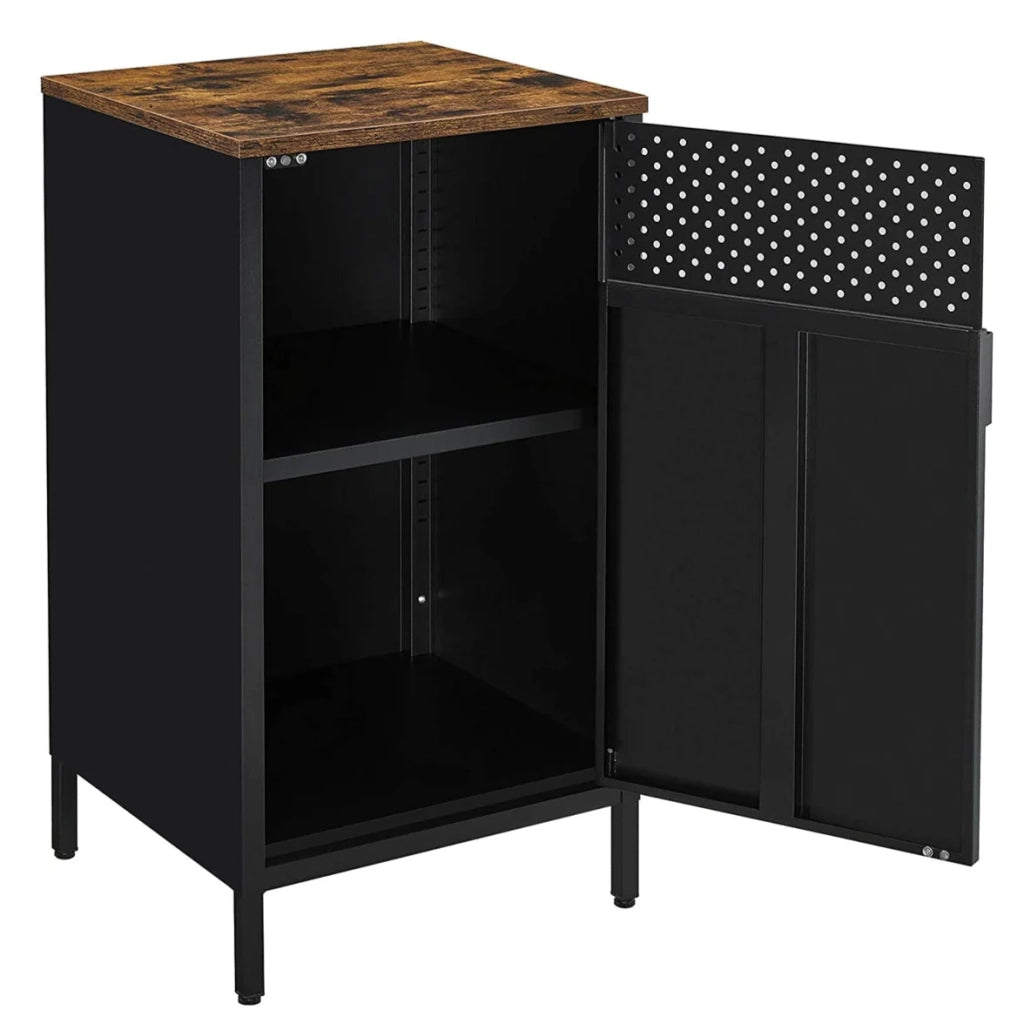 Mobile contenitore in metallo 42,5 x 40 x 76 cm con doppie ante chiusura magnetica struttura in acciaio nero 12_0006437