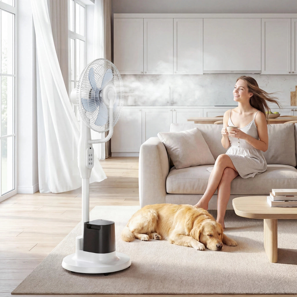 Ventilatore a colonna con nebulizzatore ¨C zephmum ¨C 70¡ã oscillazione, 3 velocit¨¤, 3 modalit¨¤, serbatoio 3.5L, bianco