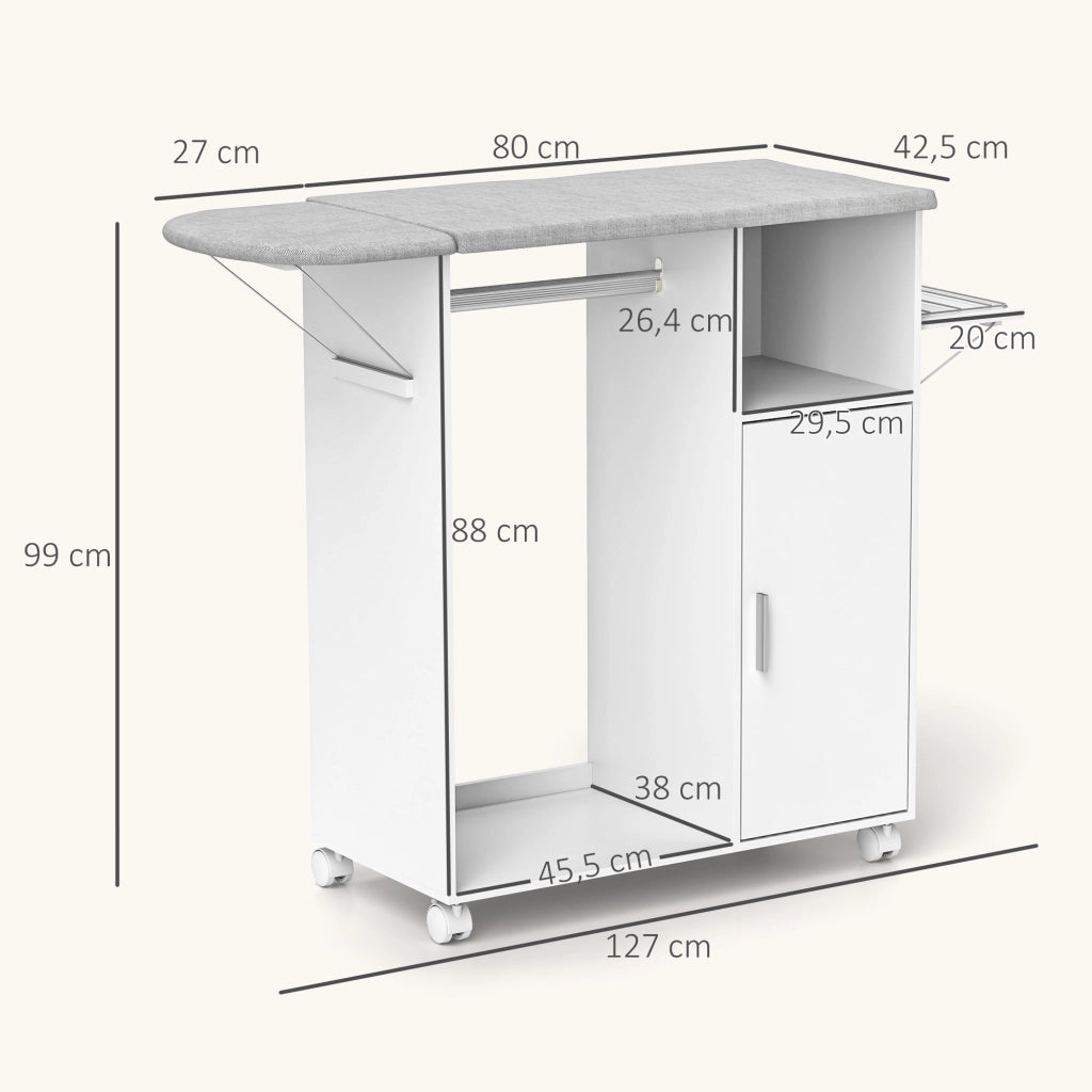 Armadio da stiro con ruote ¨C Zephmum ¨C Bianco 127x42.5x99 cm