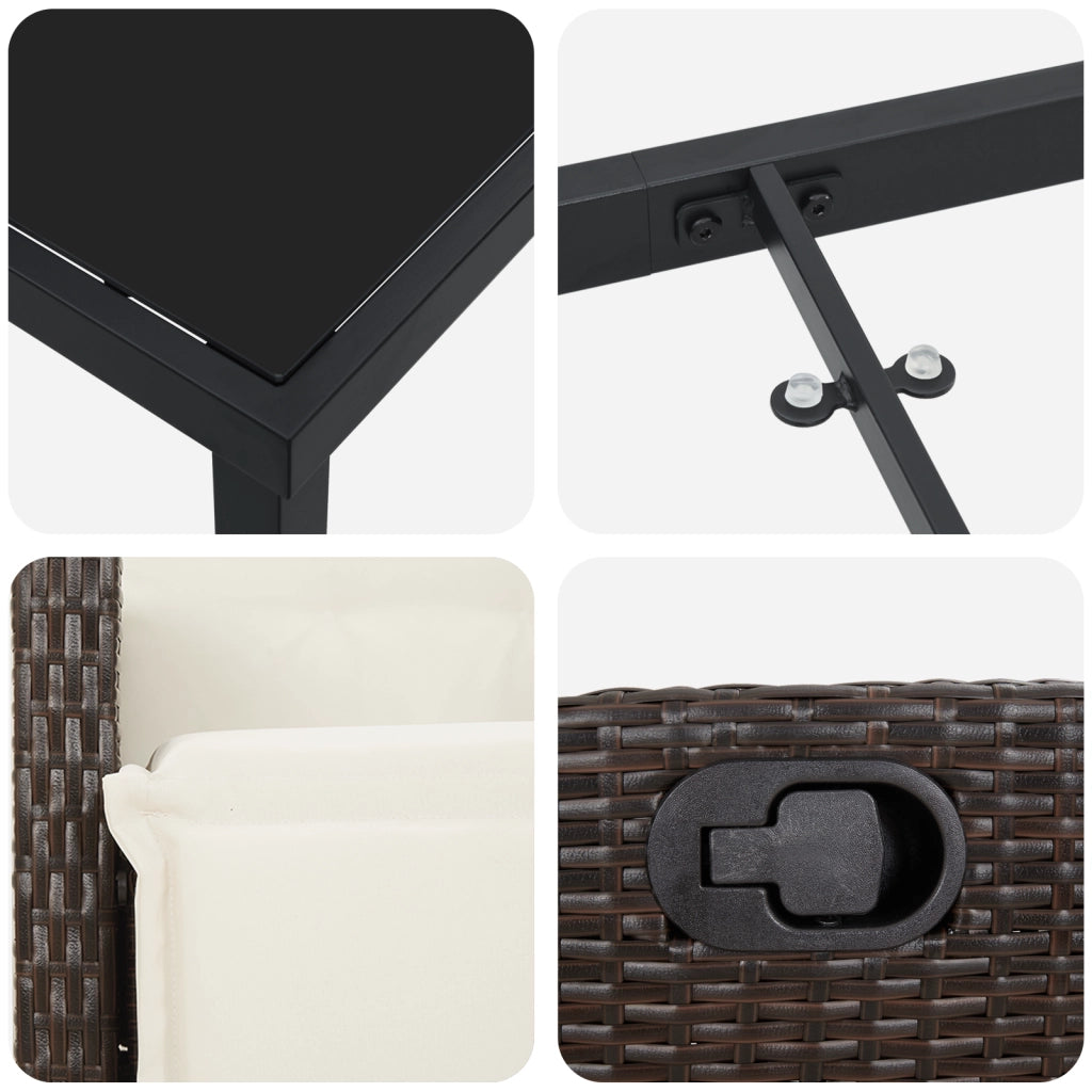 Set da pranzo da giardino 7 pezzi marrone polyrattan