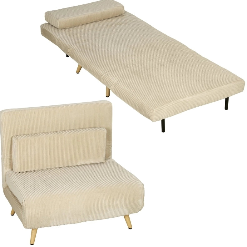 POLTRONA LETTO 3 in 1 90x190 cm in velluto a coste beige