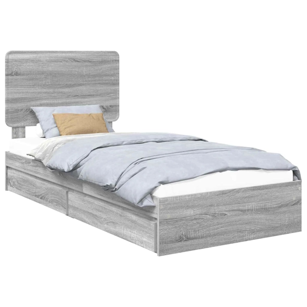 Letto con Contenitore con testiera Grigio Sonoma 100 x 200 cm