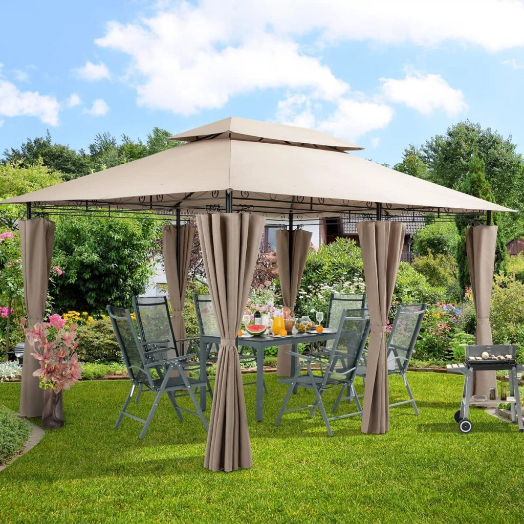Gazebo Topas Padiglione 3x4m in Metallo Resistente Idrorepellente con Pannelli Laterali Tendone da Giardino Feste