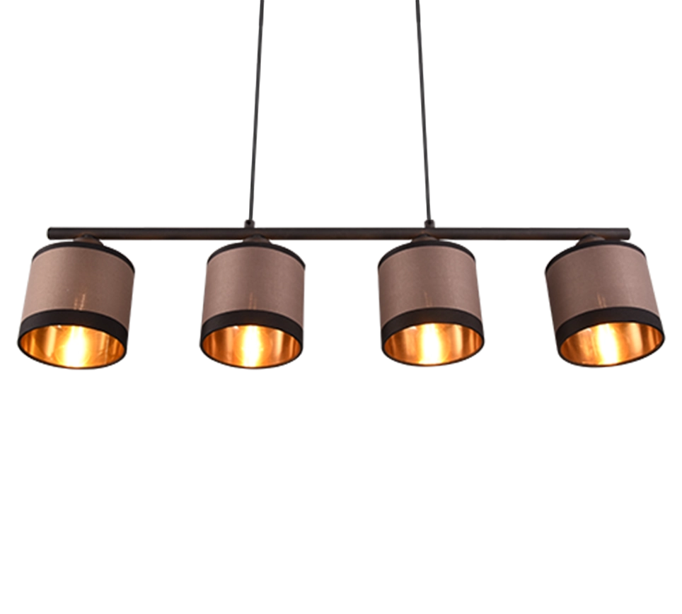 Lampada a sospensione 4 luci, metallo, nero opaco, 75x150x12 cm, Davos