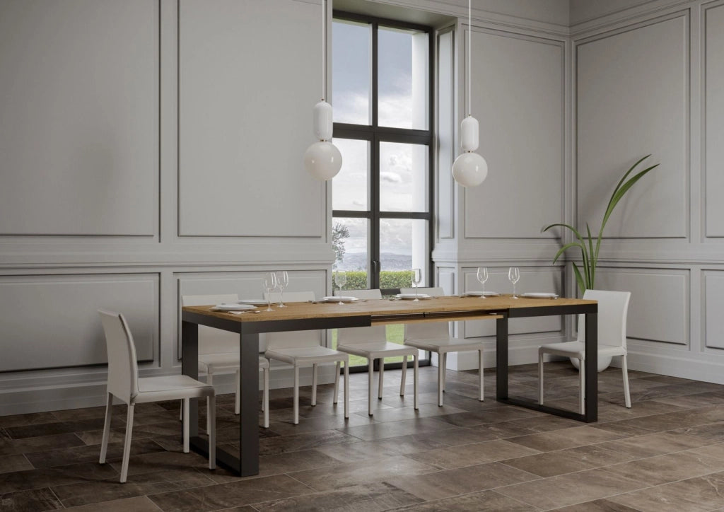 Tavolo allungabile 90x180/284 cm Tekno Evolution Quercia Natura telaio Antracite
