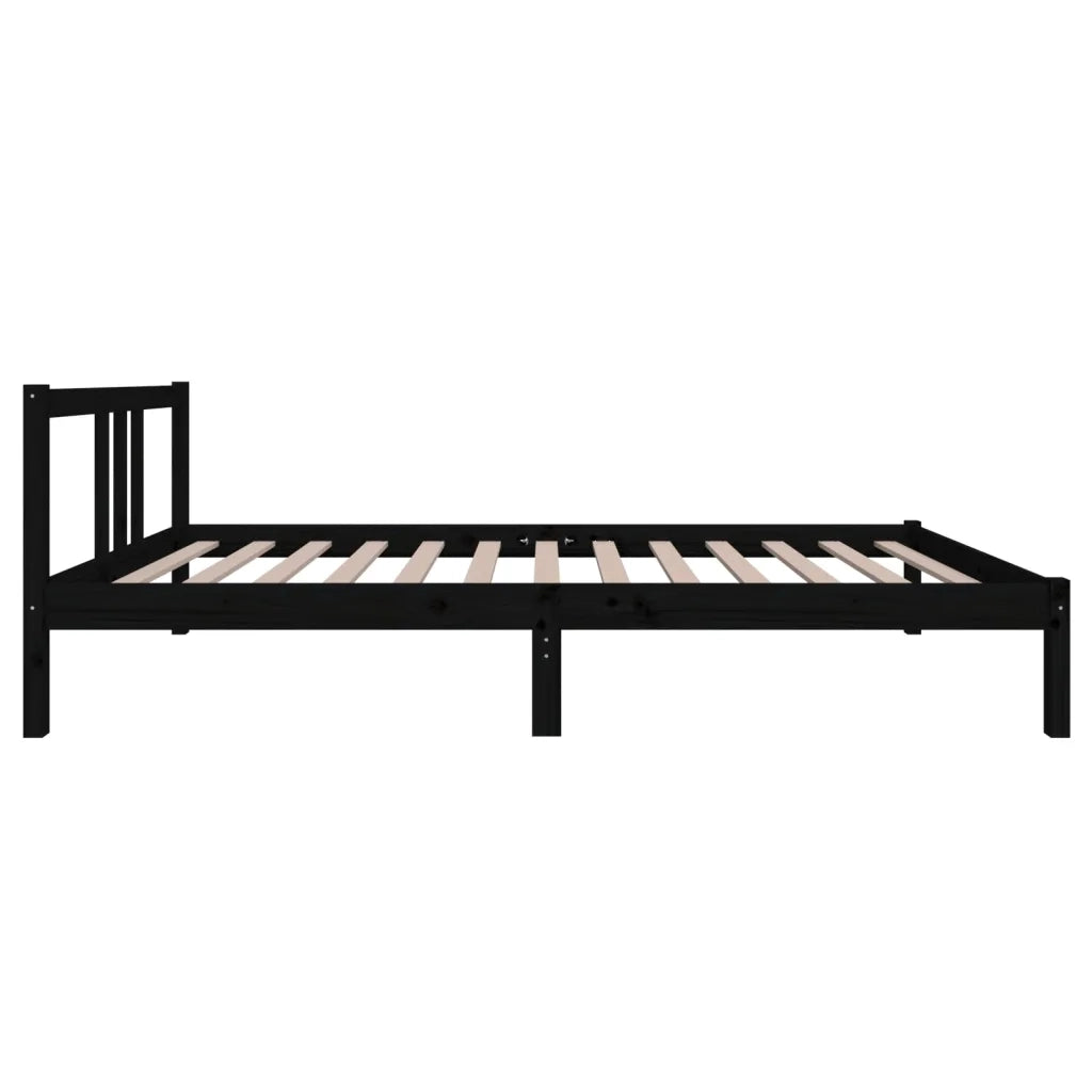 Letto singolo | Letto per adulti | Giroletto Nero in Legno Massello 100x200 cm