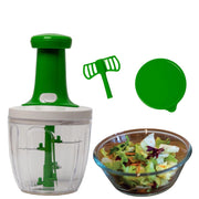BIOVIRA Tritatutto Manuale con 5 Lame in Acciaio Inox, Chopper da Cucina, Frullatore Manuale per Cipolla, Aglio, Verdure, Doppio Contenitore, Ricettario Digitale