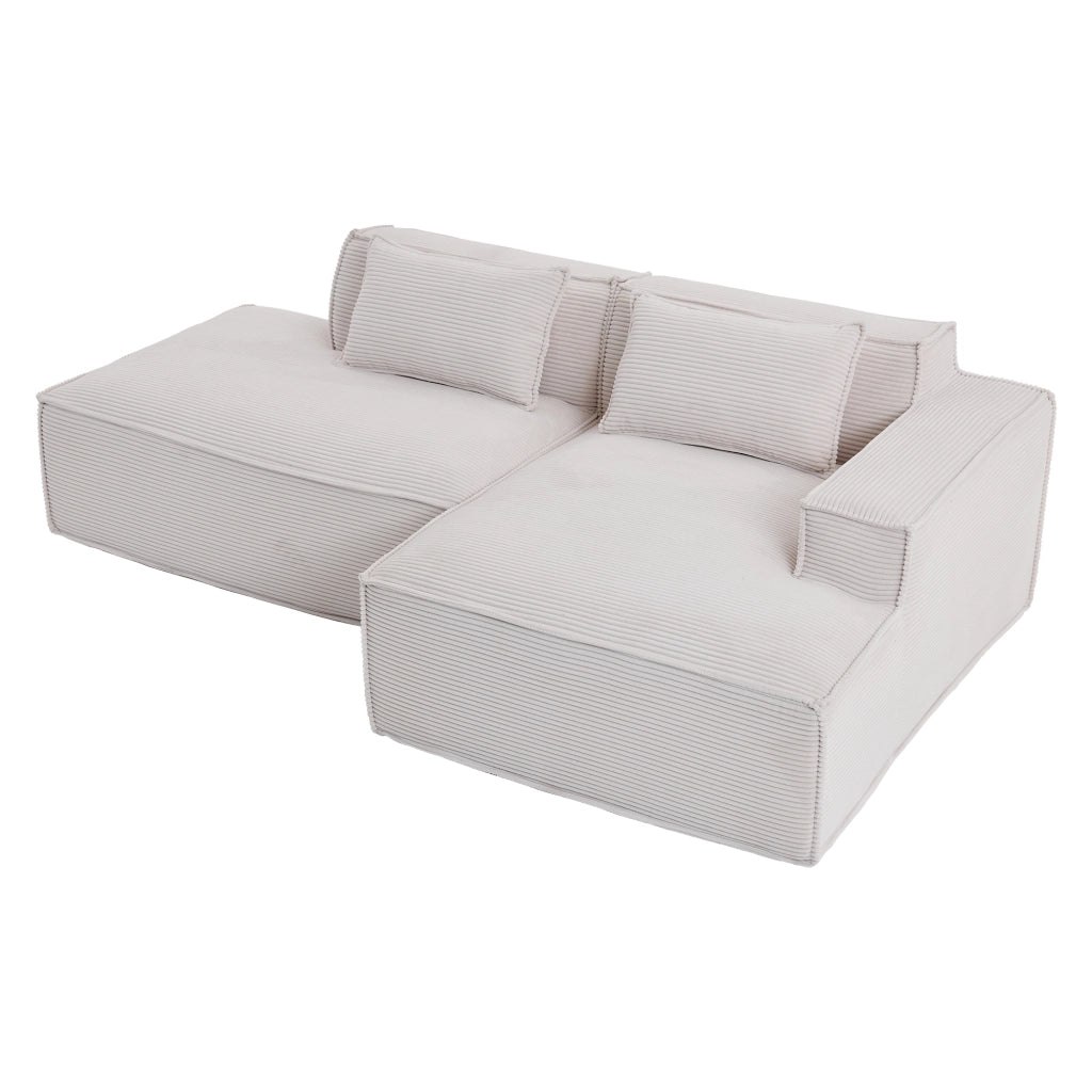Divano lineare 3 posti - con seduta elastica e design compatto - in tessuto - beige