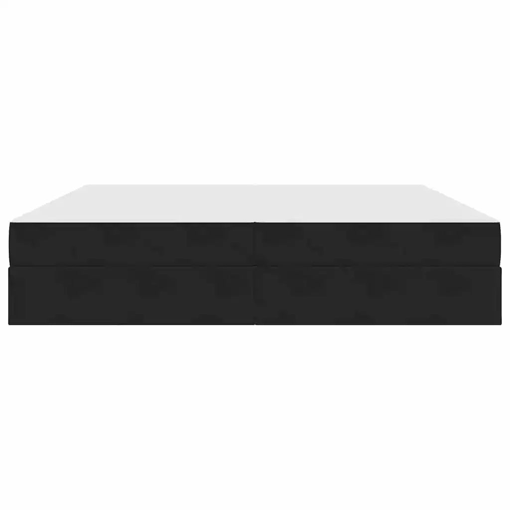 Letto con contenitore e materasso Nero 200 x 200 cm Velluto