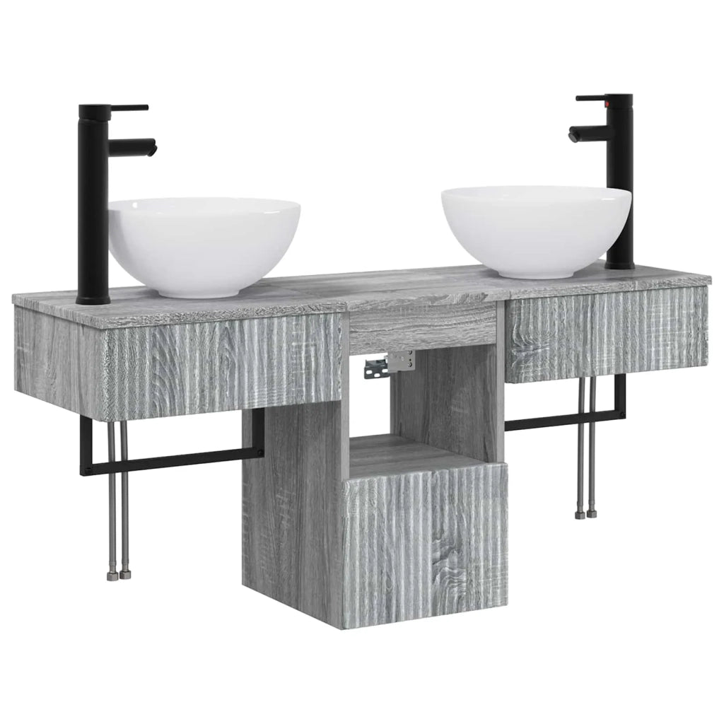 Set di mobili per il bagno 3 pz Sonoma grigio 3405593