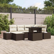 Set Divano da Giardino 7 pcs Marrone Poly Rattan