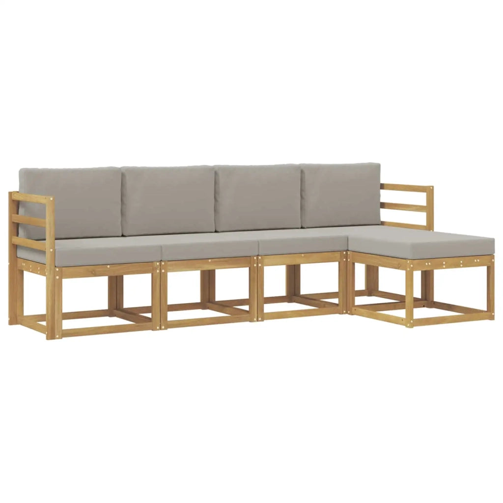 Set di divani da esterno 5 pz Bianco e Grigio Chiaro Poliestere 3387475