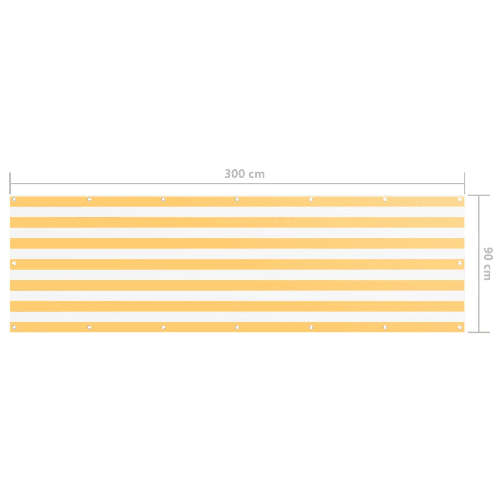 Paravento da Balcone Bianco e Giallo 90x300 cm Tessuto Oxford 134904