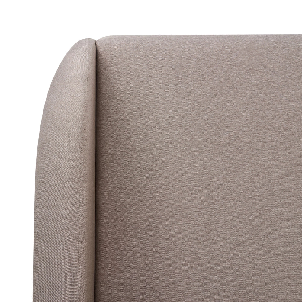 Letto matrimoniale con contenitore rivestito in tessuto tortora con ampia testata 160 x 200 cm camera da letto elegante