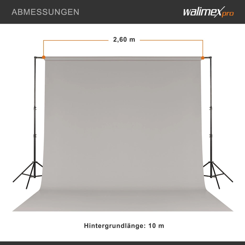 Sfondo fotografico in cartoncino grigio chiaro 2,60x10 m, Backdrop foto antiriflesso e resistente, per studi fotografici