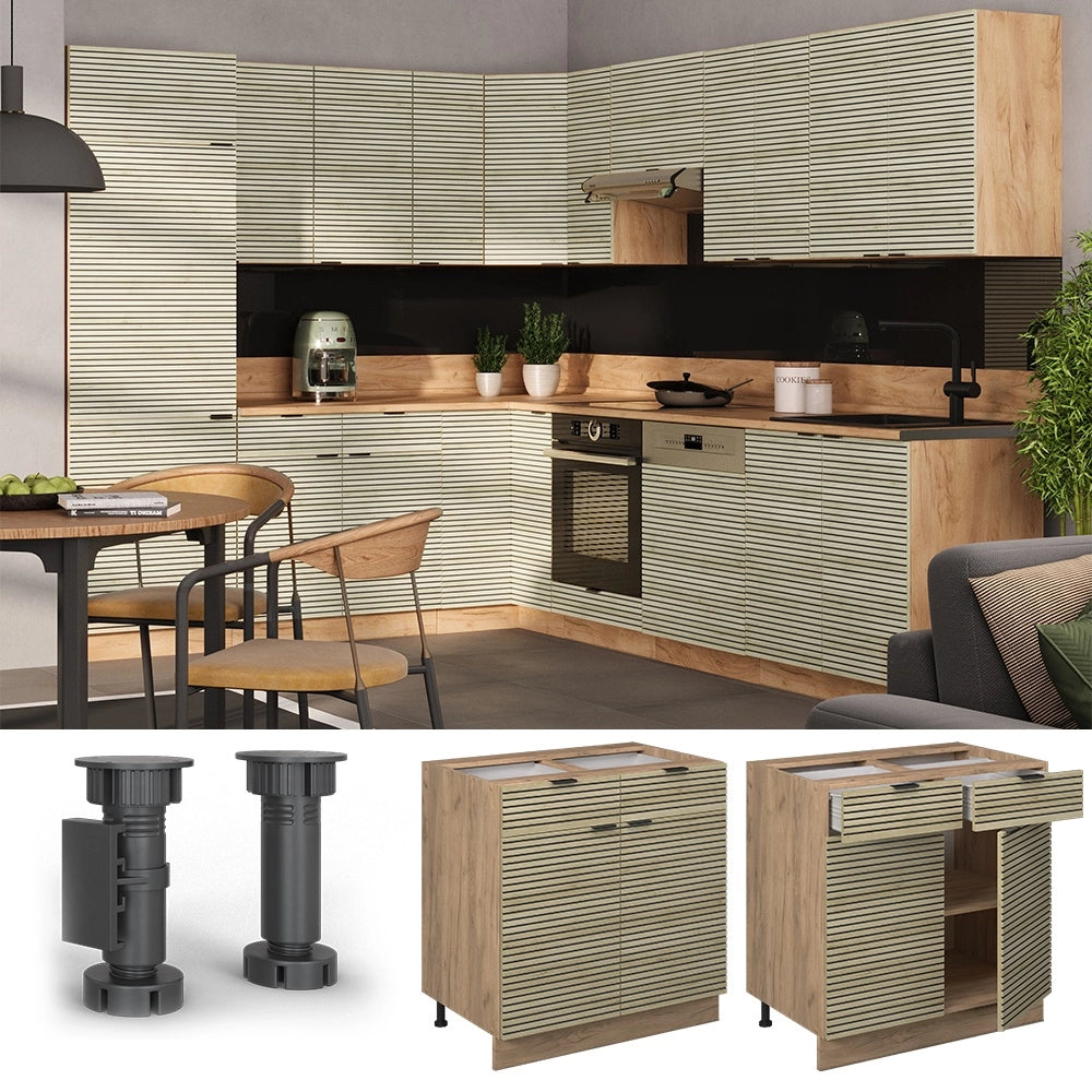 Mobiletto base per cucina Fame-Line Pannello in quercia/Rovere dorato 80 cm, PL Rovere Vicco