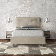 Letto imbottito Piazza e mezzo 110x190 cm Large - Con rete,Microfibra,Sabbia