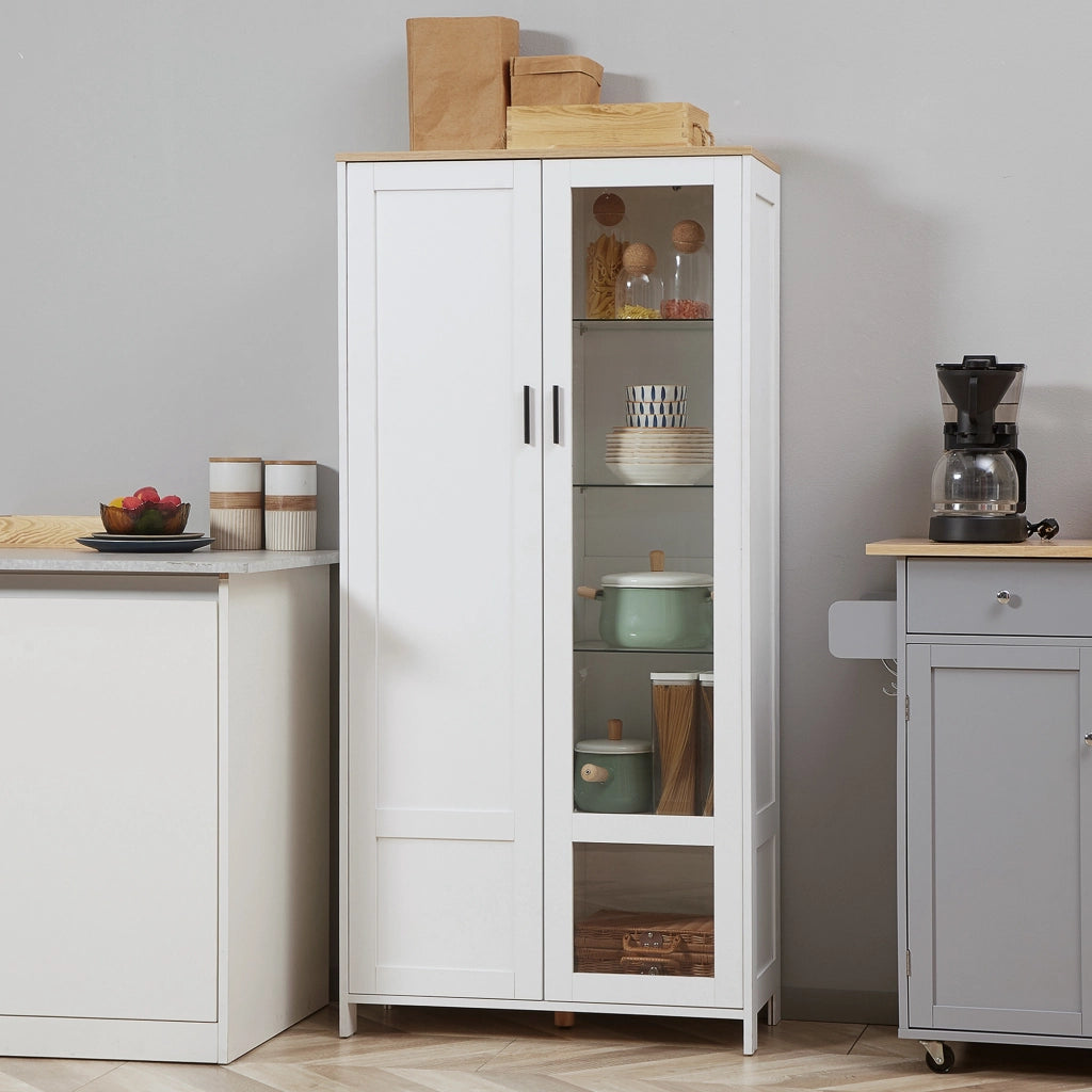 Armadio a muro con ante a vetro ¨C zephmum ¨C 76x36x160 cm bianco