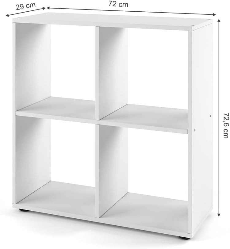 Scaffale Tetra, Bianco, 72.6 x 72 cm, per la conservazione e l’esposizione di libri o scatole decorative
