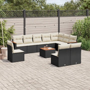 Set Divani da Giardino 11 pz con Cuscini in Polyrattan Nero 3258479