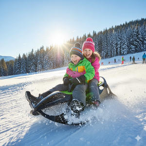 Bob Slittino da Neve 98x45x23 cm 2 Posti Neon Grip Nero/Verde