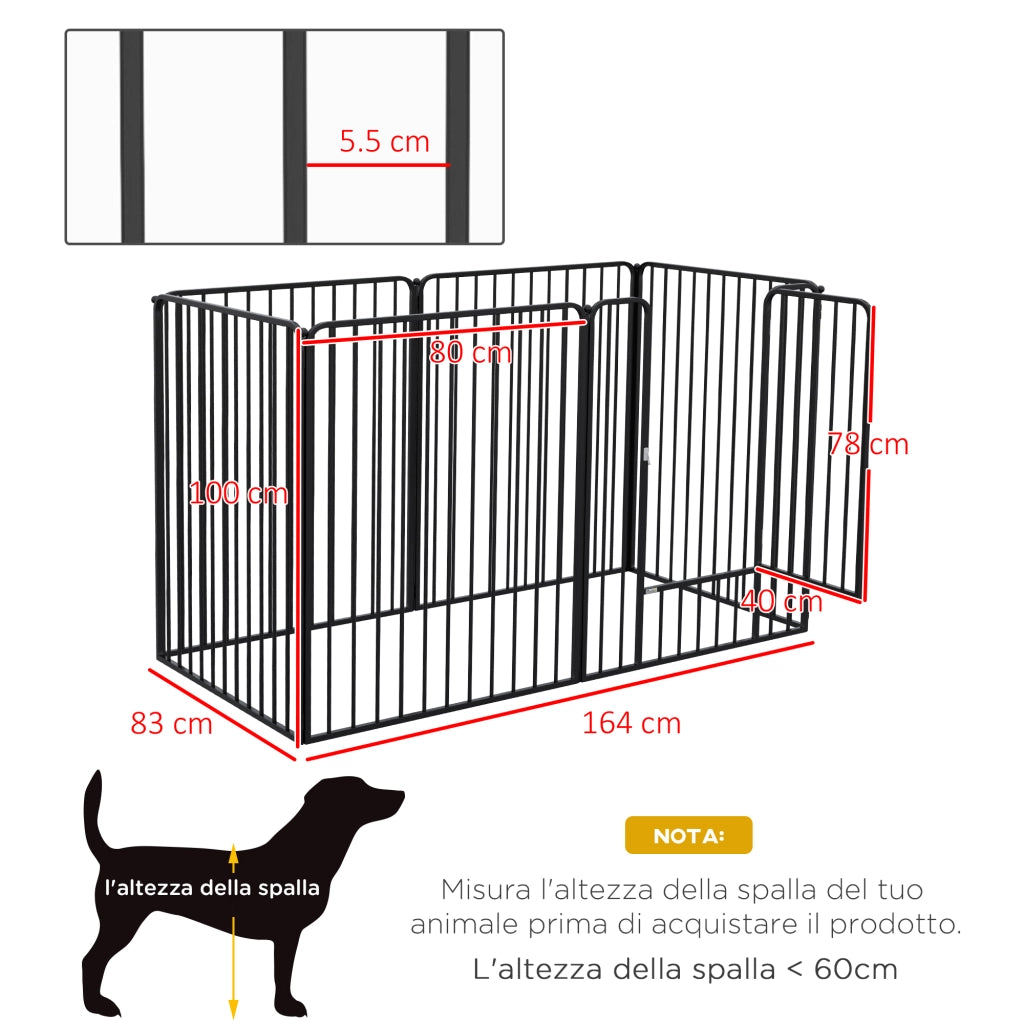 Recinto per Cani ¨C zephmum ¨C Nero Acciaio 164x83x100 cm