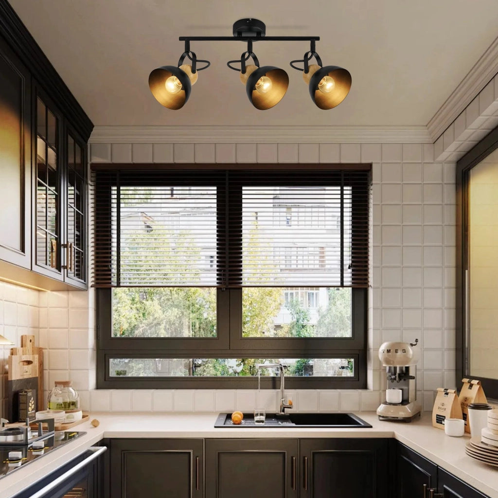ZMH Faretto da soffitto a 3 luci orientabile a 350° Vintage Plafoniera Soggiorno