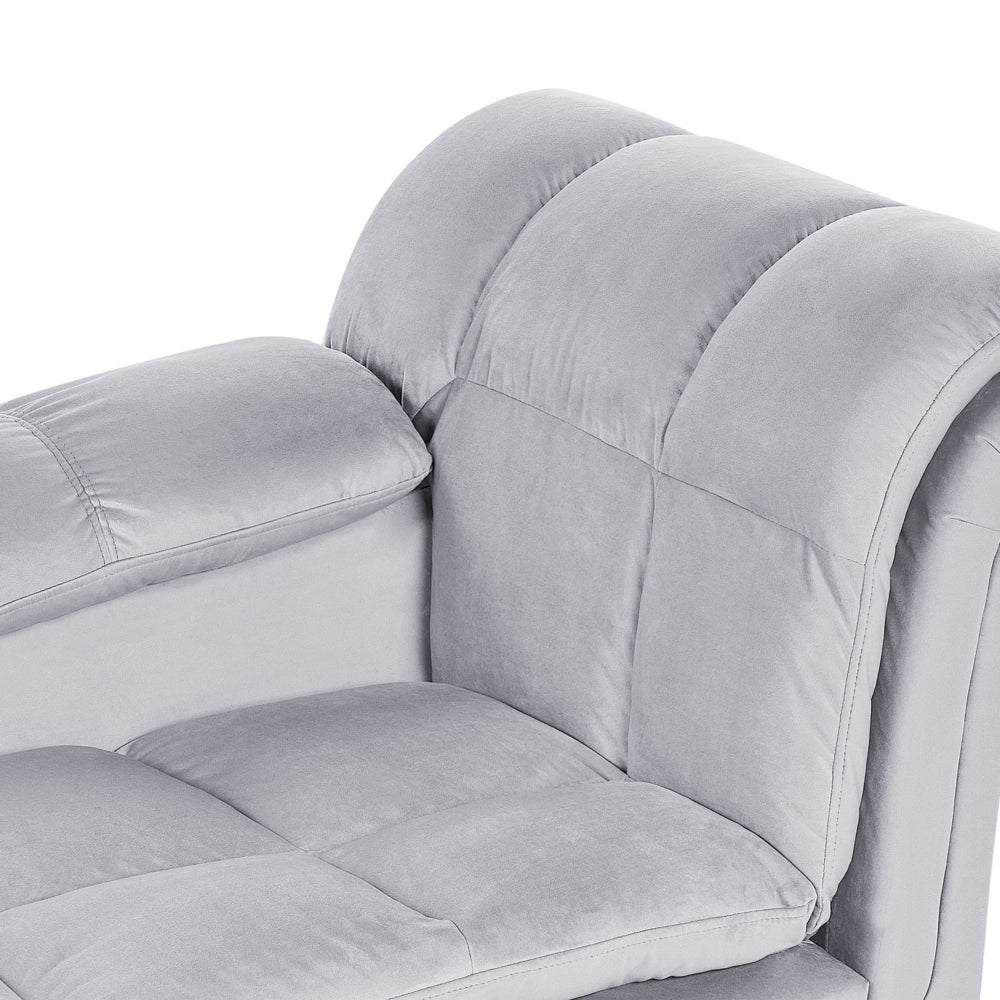Chaise longue Velluto Grigio Destra Imbottitura Gambe Nere Design Moderno