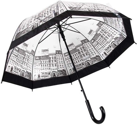 Ombrello Transparante - Grande Ombrello Vetrato - Ripiegabile - Manubrio Ergonomico - Leggero - Ideale per Matrimoni