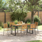 Set da Pranzo per Giardino 7 pcs Grigio e Marrone polyrattan 3365479