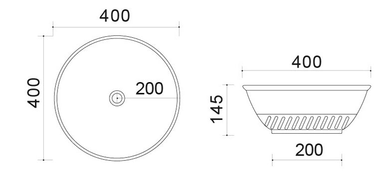 Lavabo d'appoggio d.40 slim in ceramica mod. 04 - Sabbia
