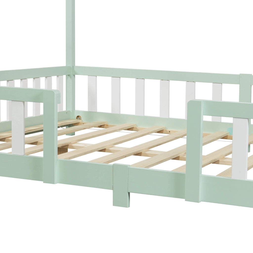 Letto per Cameretta Treviolo a Forma di Casetta con Materasso 120x200 cm Menta Verde [en.casa] [neu.haus]