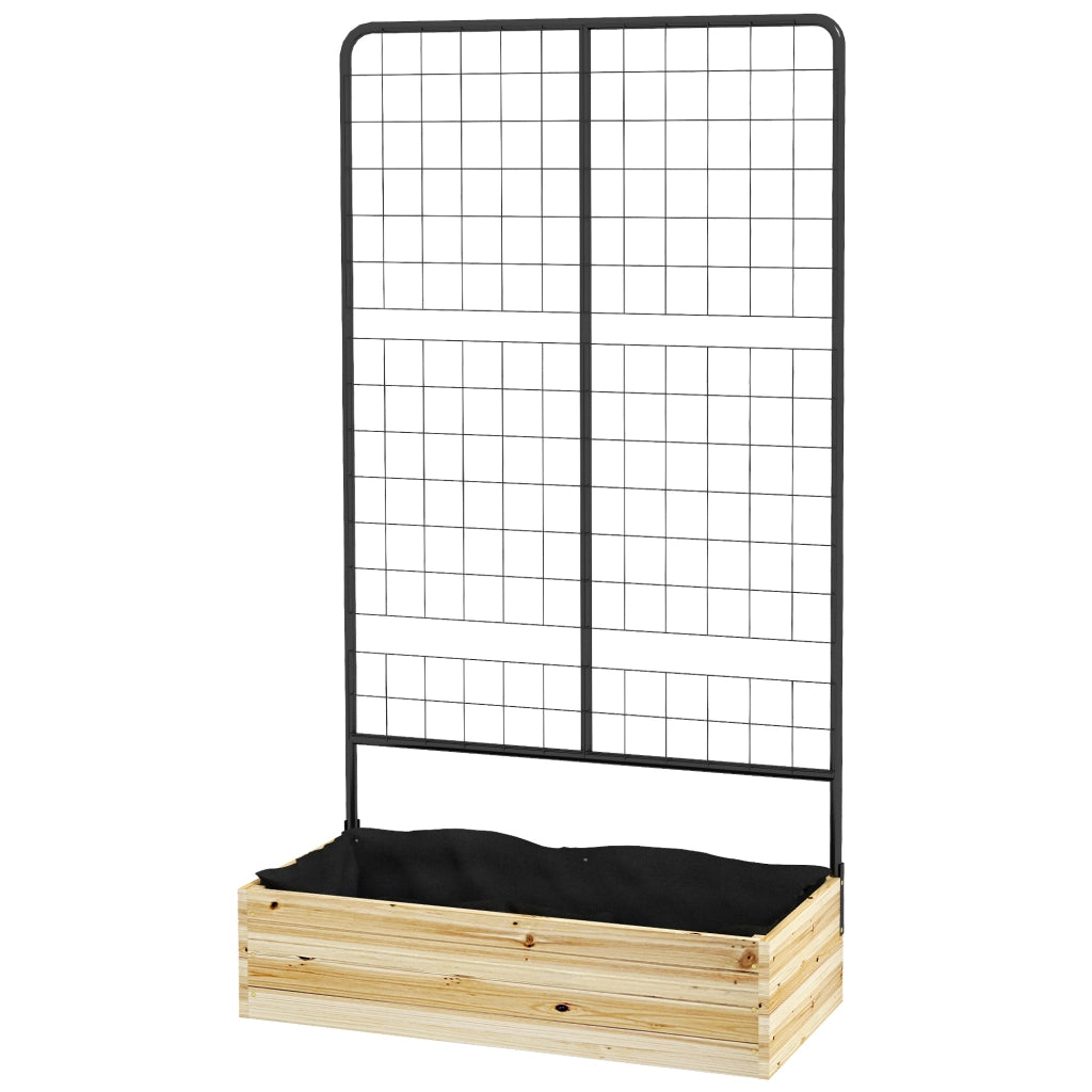 Hochbeet con traliccio ¨C zephmum ¨C nero, legno, acciaio, 80x38x145 cm