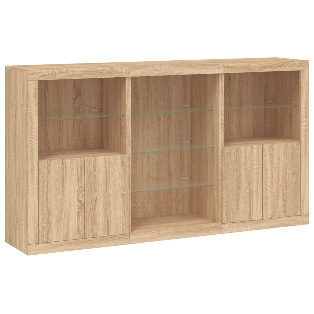 Credenza con Luci LED-Buffet-Armadio da cucina Rovere Sonoma 181,5x37x100 cm 558218