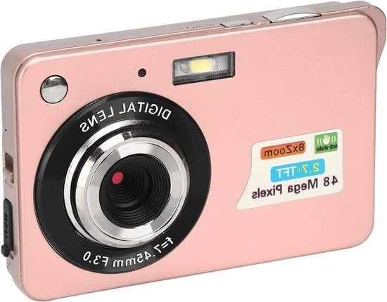 Camera Digitale 4K 48MP per Vlog - 27 Pollici Schermo LCD - 8x Zoom - Stabilizzazione Immagine - Registrazione Continua - Adatta per Principianti e Seniores - Rosso.