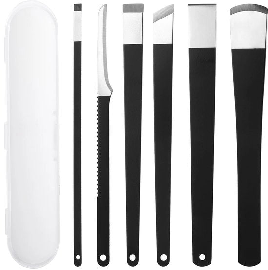 Set di manicure e pedicure 6 pezzi - Rimozione calli - Raschietto unghie - Scabelliera - Kit per cura delle mani e piedi - Acciaio inossidabile
