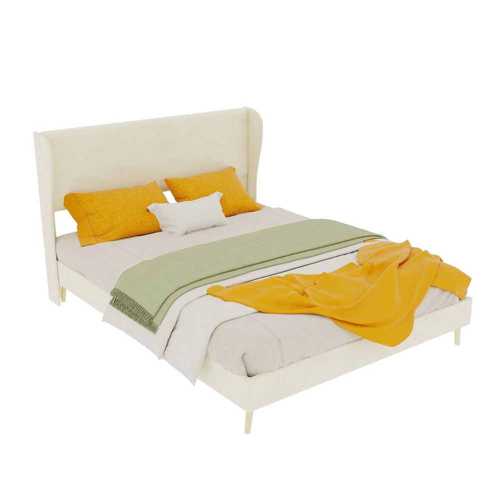 Letto Imbottito con Testiera Morbida e Materasso ¨C MINIMAL ¨C Beige 140x200