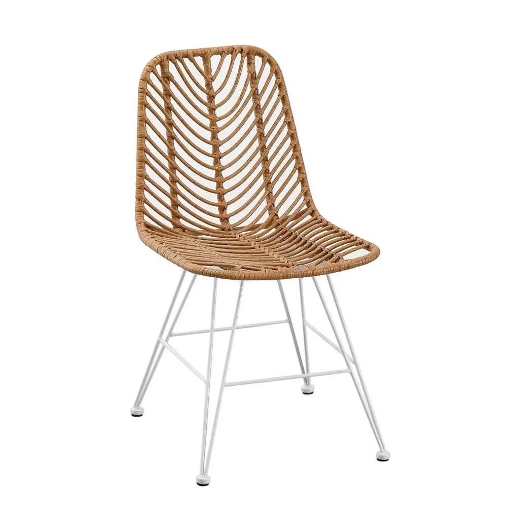 LÚZETE - SEDIA DA GIARDINO IN RATTAN SINTETICO GAMBE BIANCHE VOLCANO