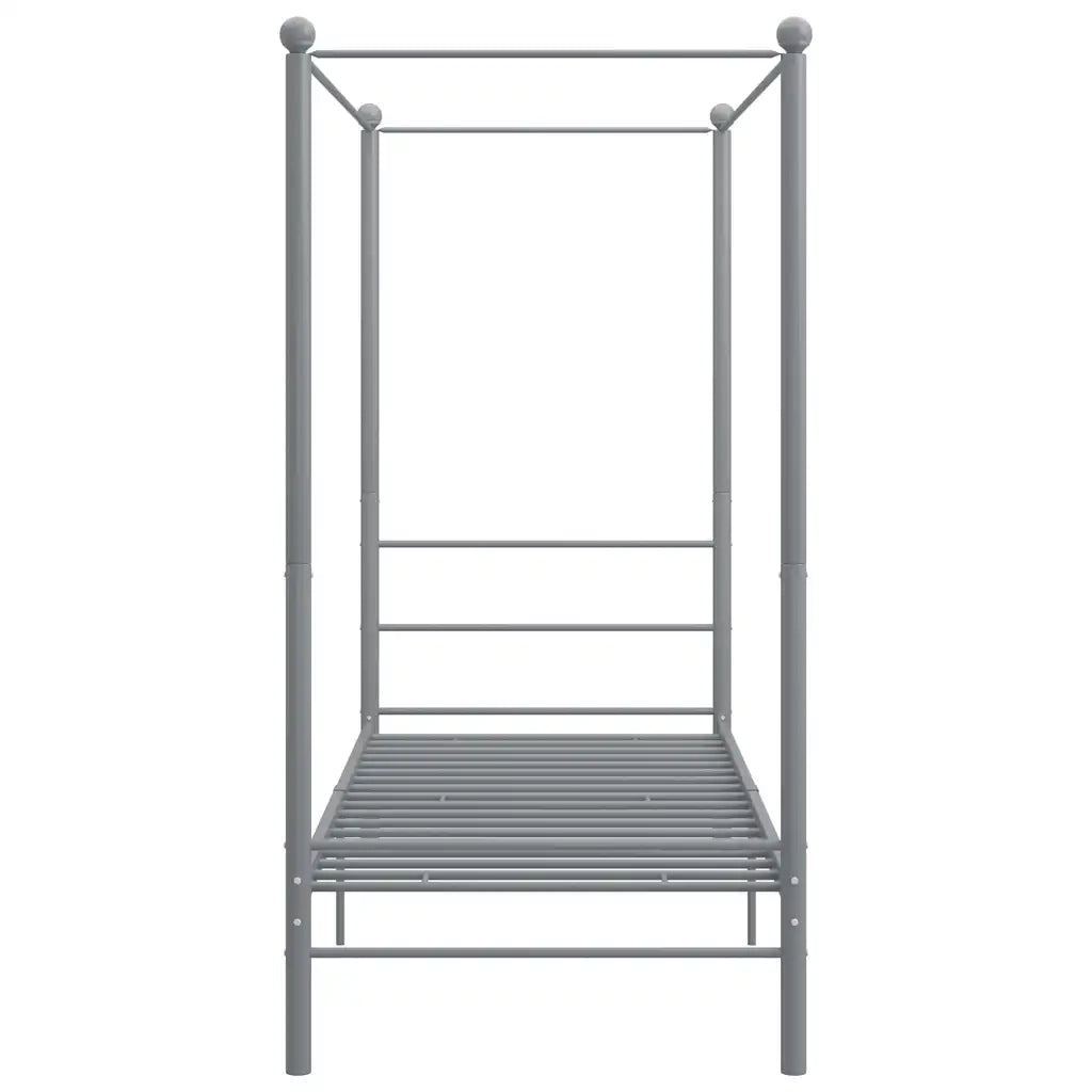 Letto a Baldacchino Grigio in Metallo 90x200 cm 325053