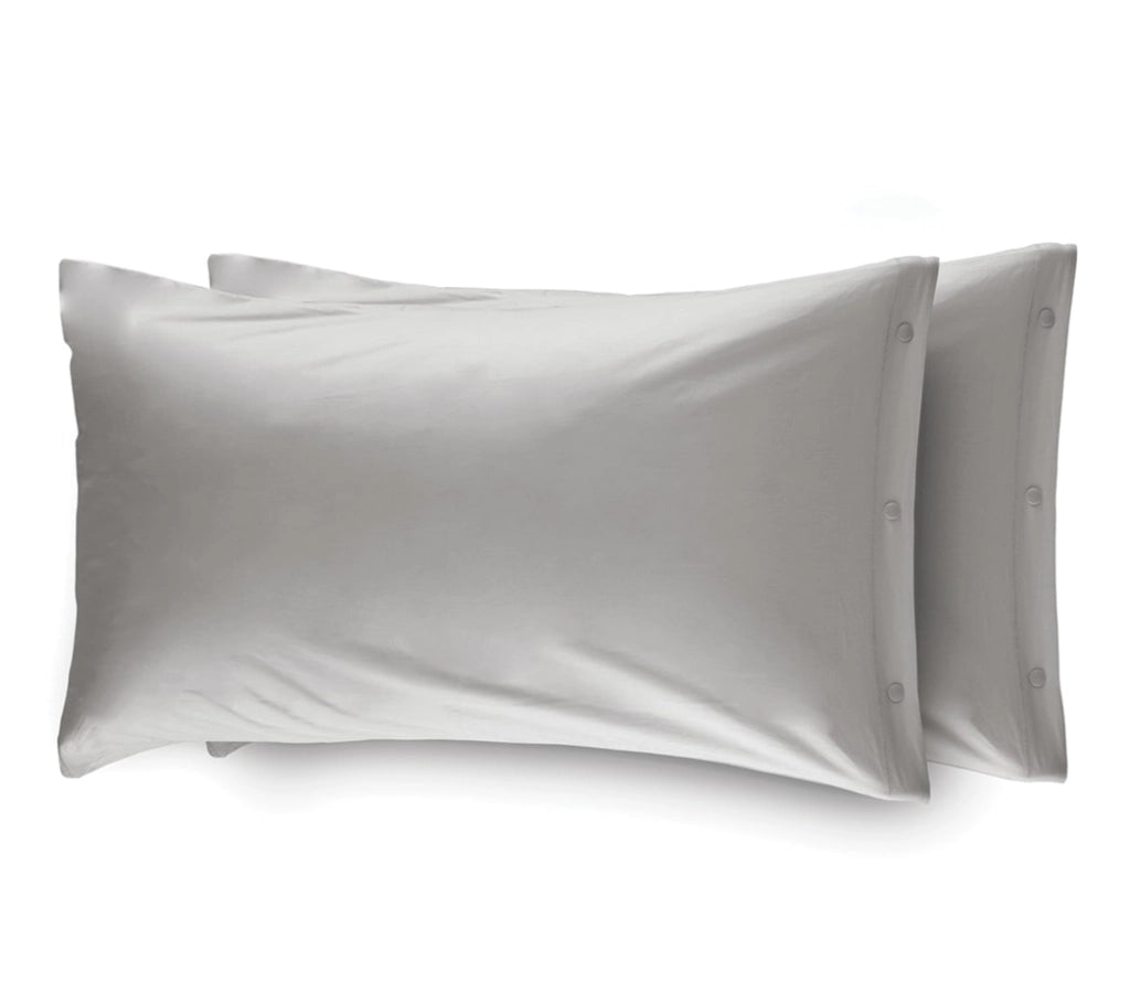 Completo Lenzuola In 100% Cotone In Tinta Unita Made In Italy - Maxi - Grigio