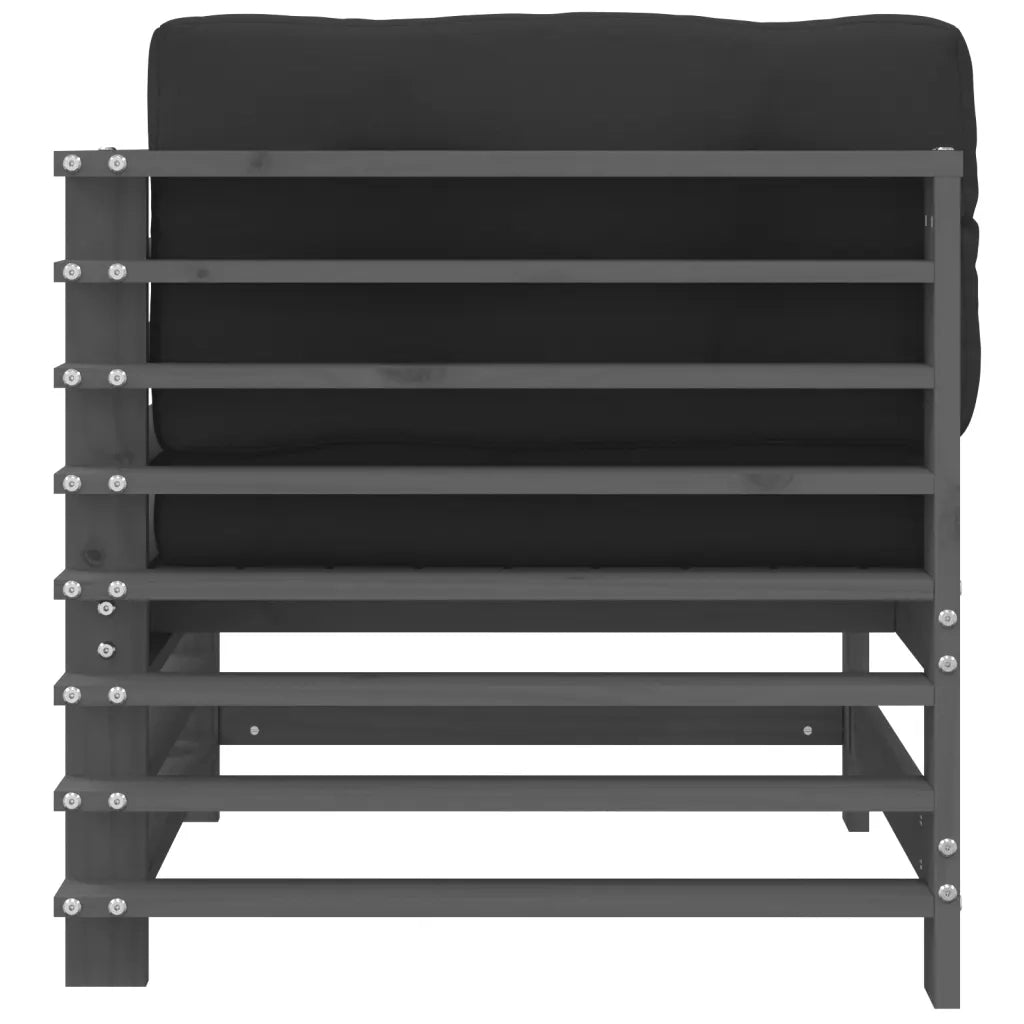 Divano componibile-Divani Angolari con Cuscini 2 pz Legno Massello di Pino Grigio 942287