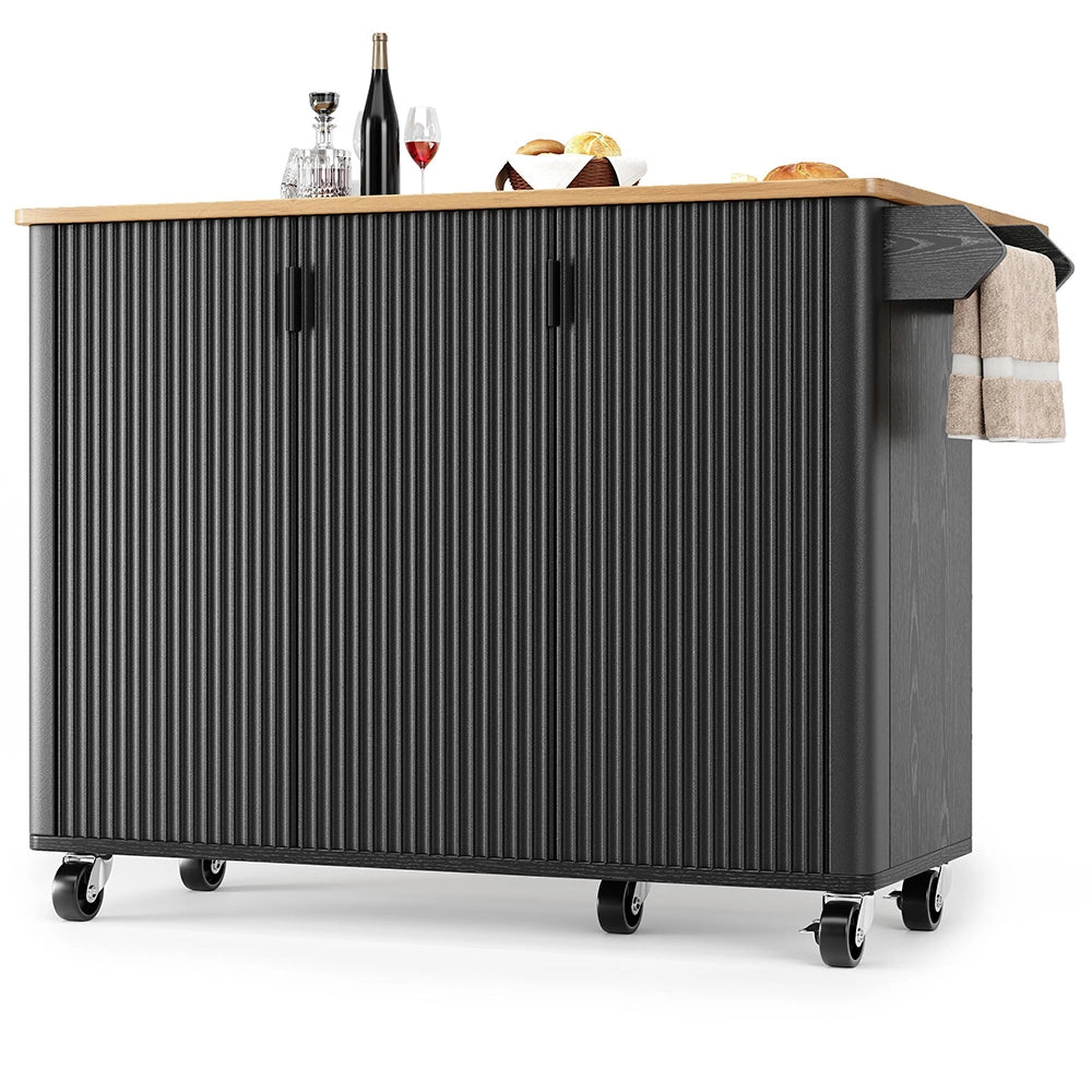 Isola cucina 3 ante - Xylo - 130x45x92cm bianco/nero legno