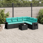 Set Divani da Giardino 7 pz con Cuscini Nero in Polyrattan 3220216