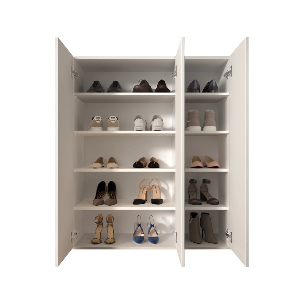 Mobile Portascarpe Lauro, Scarpiera 8 Ripiani, 95x35x116h cm Bianco Lucido