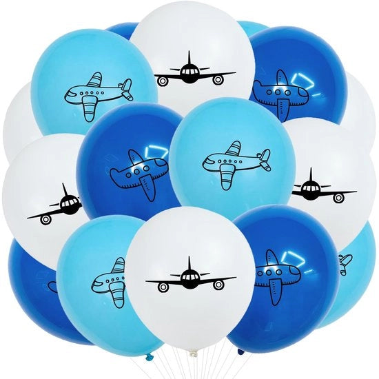 Ballooncini ad alta quota 18 pezzi - Ballooncini aereo - Decorazione per feste di compleanno - Sostenibile - Latice - 30 cm - Ballooncini per feste